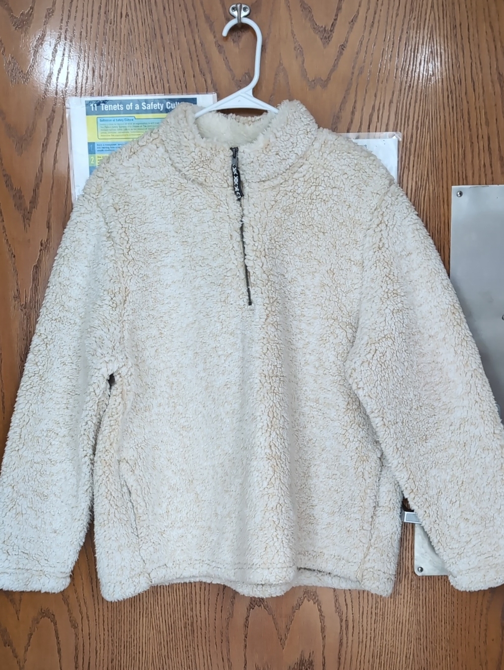 Time and Tru Cream Sherpa Half-Zip Pullover